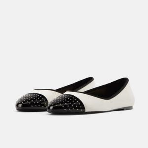 Zara studded toecap ballerinas patent flats